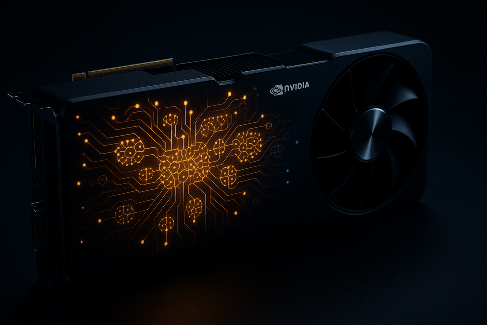 Nvidia grafische kaart met DLSS 4 AI-technologie visualisatie en neural network processing