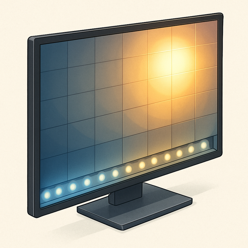 Verschil tussen piekhelderheid op 3% schermoppervlak versus grotere gebieden