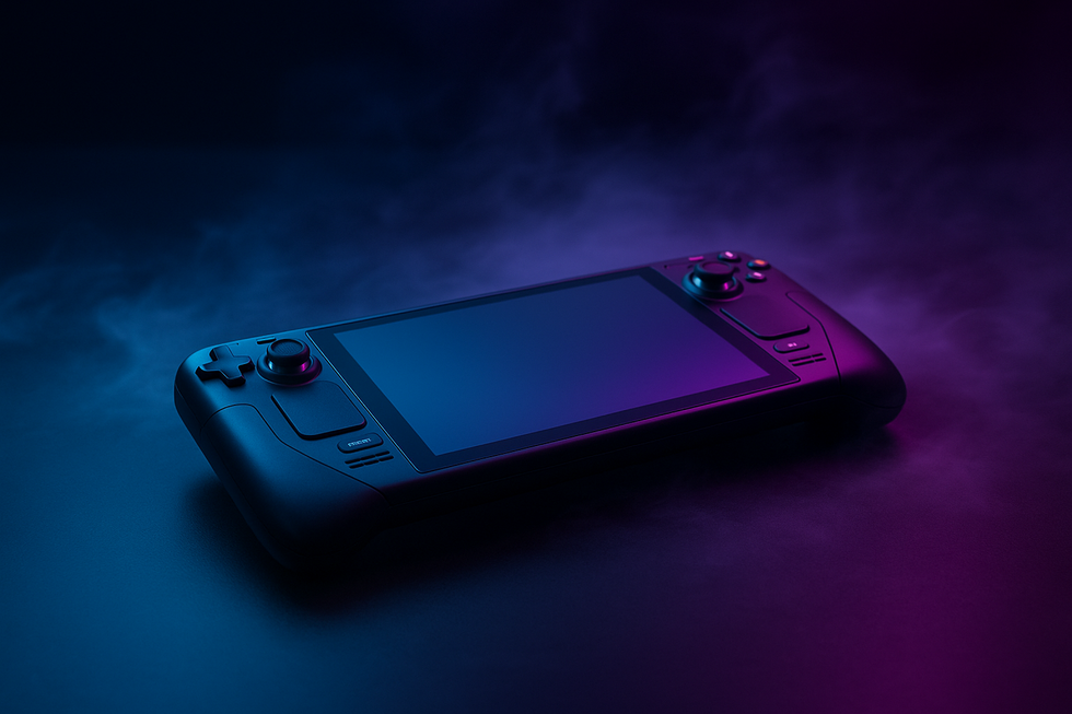 Moderne gaming handheld apparaat dat de toekomst van draagbare PC-gaming representeert