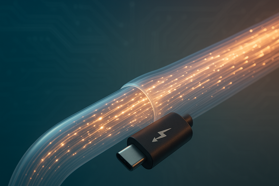 Artistieke weergave van snelle dataoverdracht door Thunderbolt-technologie