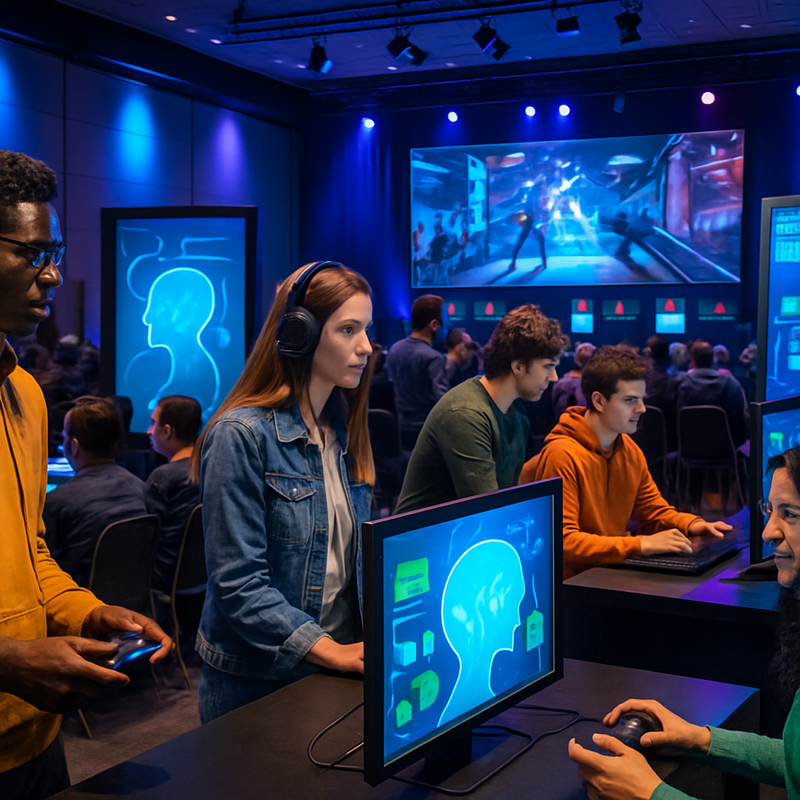 Dutch Game Week 2025 event met gamers, gadgets en digitale displays in Breda