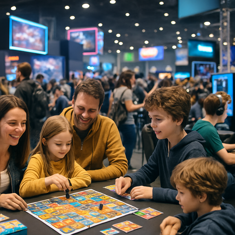 Gezinnen en gamers proberen bordspellen en gadgets op een Nederlands gaming evenement